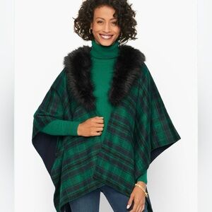 Talbots Black Watch Tartan Ruana One Size